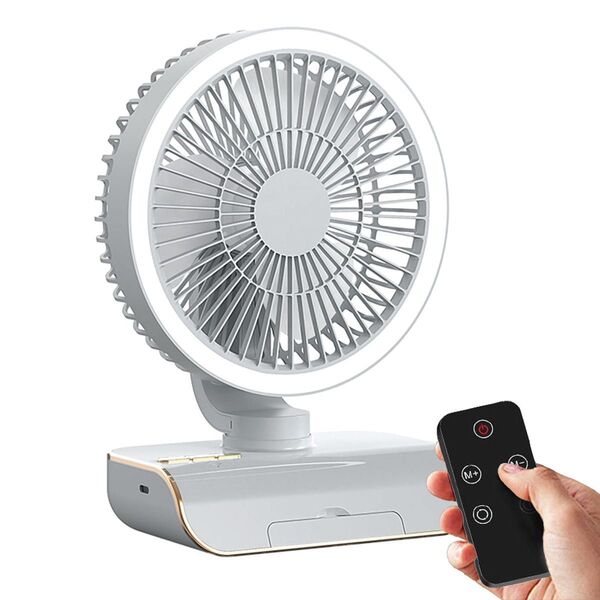 サーキュレーター 卓上扇風 上下左右首振り 小型 リモコン LEDライト 壁掛け DCモーター 省エネ 充電式 静音 5段階風量