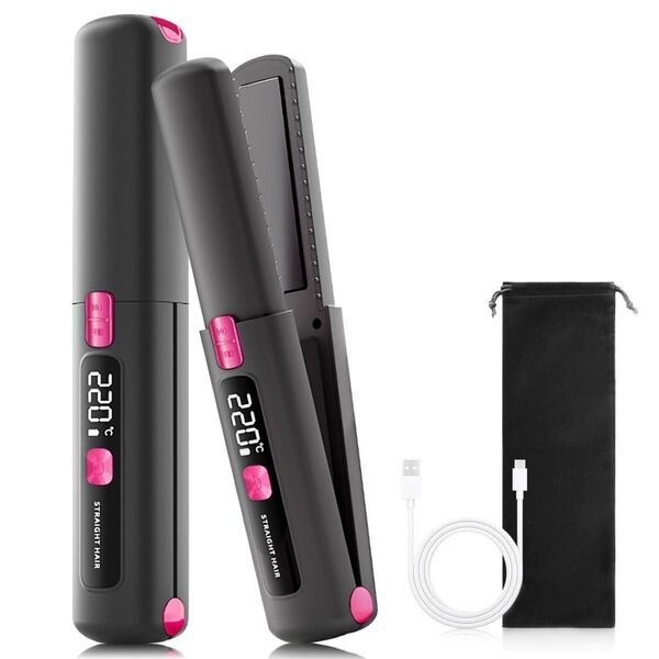 コードレスヘアアイロン ストレート 小型 コンパクト 前髪 充電式 持ち運び MAX220℃ 2wayカール 男女兼用 レディース