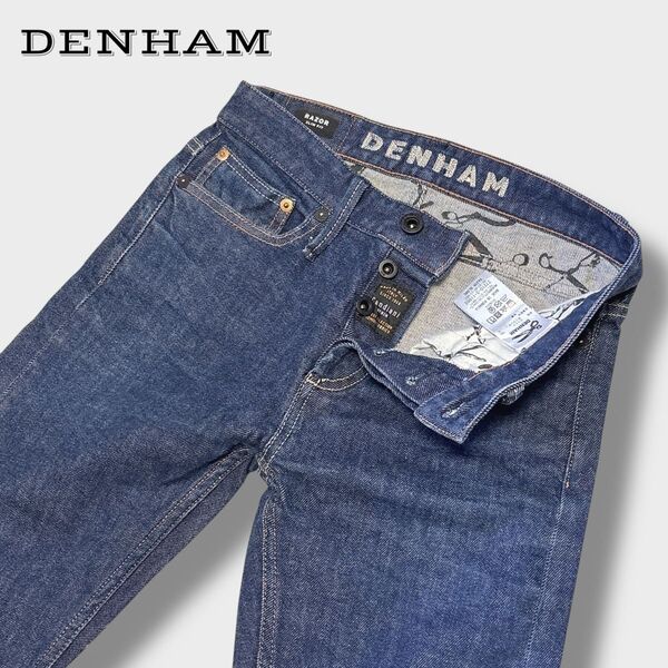 【美品】DENHAM RAZOR SLIMFIT CANDIANI 赤耳 スキニーデニム インディゴブルー W27×L32