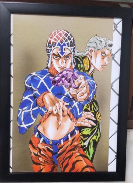 【511B】ジョジョの奇妙な冒険 5部 黄金の風 ブチャラティ・ジョルノ・ミスタ【額装両面 A4ポスター】