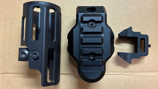 マルイMP5K対応 カスタムパーツ3点セット (MLOKハンドガード、ピカティニーストックベース、クイックリリースマグキャッチ)