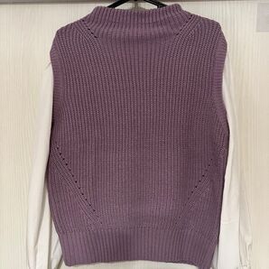ニットベスト ドッキングシャツ ブラウス パープル