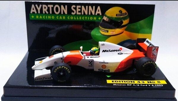 伝説の天才F1ドライバーミニチャンプスアイルトン・セナ コレクション1/43【マクラーレン・フォードMP4/8】本体美品☆