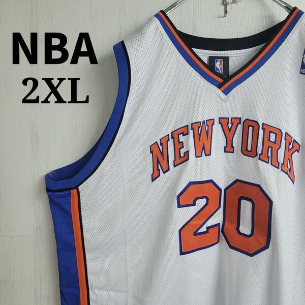 NBA Reebok☆ユニフォーム 56(2XL) 白 アラン ヒューストン ニューヨークニックス