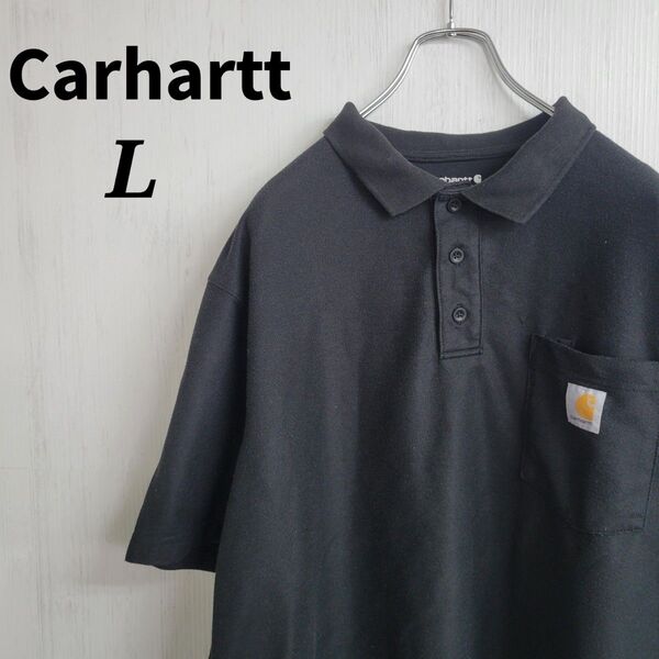 Carhartt カーハート☆ポロシャツ L ブラック ポイントロゴ