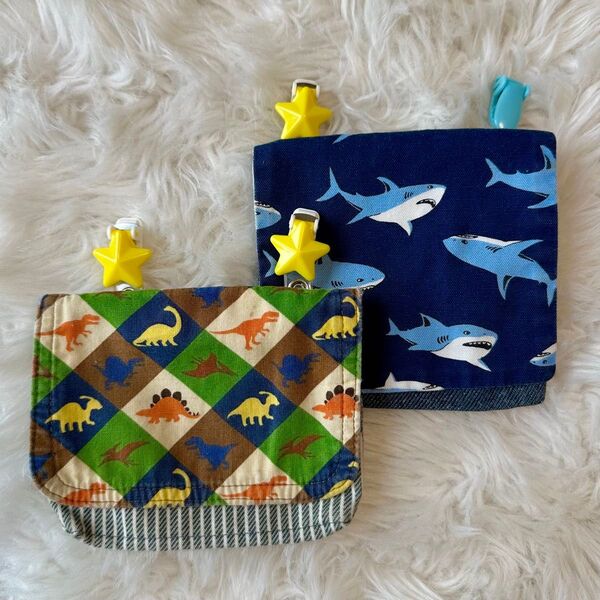 移動ポケット 2点セット ハンドメイド 恐竜 サメ 中古品