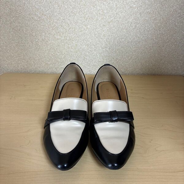 grove バイカラーリボンフラットシューズ 24cm