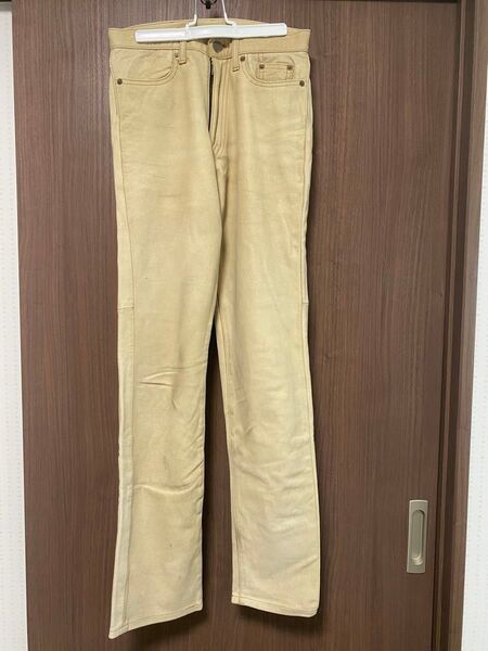 クシタニ KUSHITANI エクスプローラージーン W28 ベージュ レザージーンズ