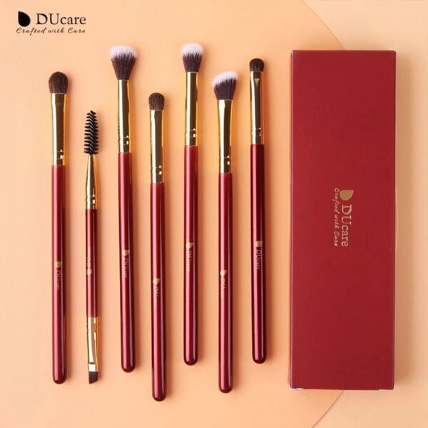 赤 7本 ducare アイシャドウ アイブロウ メイクブラシセット アイメイク