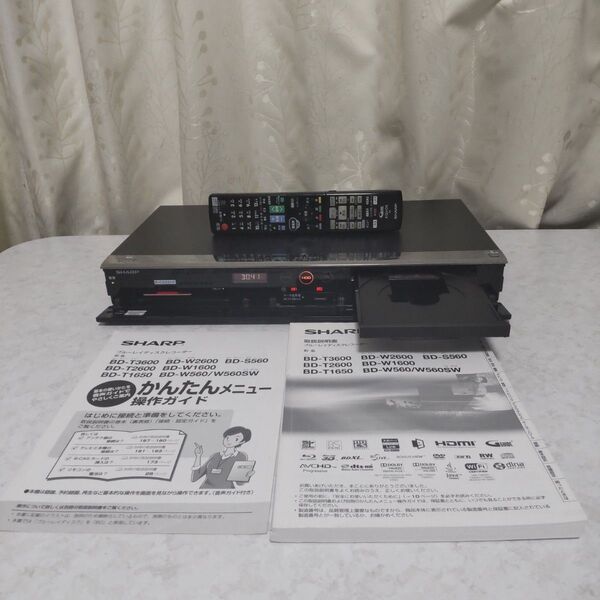 シャープAQUOSブルーレイディスクレコーダー『BD-W1600』ITB☆1000GB◆Wチューナー搭載◎動作確認済み◎説明書付き