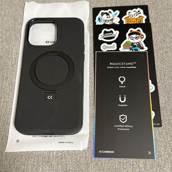 iPhone 14 Pro Max用 スマホケース スマホリング付き ブラック マグセーフ