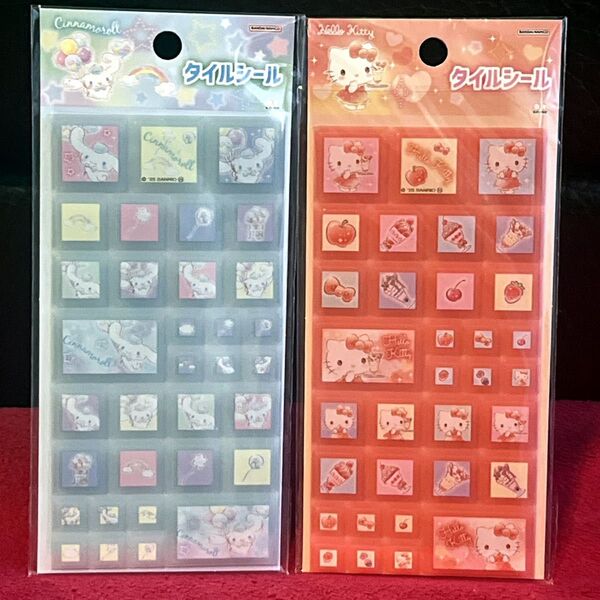 ハローキティシナモロールタイルシール2枚セット