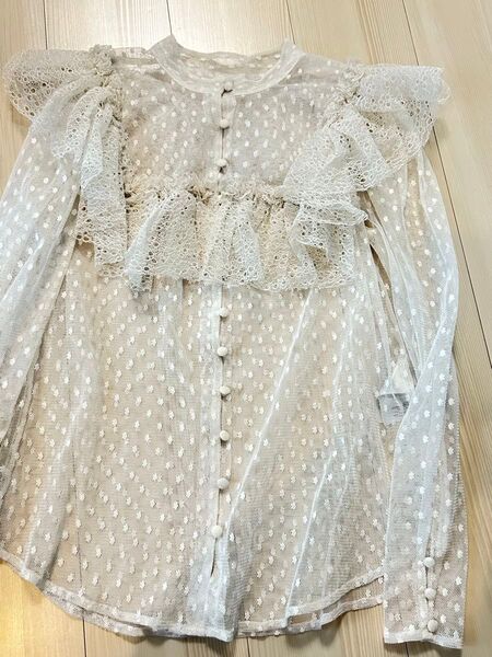 h&mレースブラウス トップス 長袖 レディース 40サイズ M〜L ユーズド