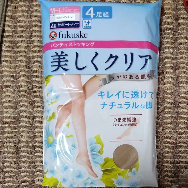 パンティストッキング 4足組 サポートタイプ M-L ヌーディベージュ