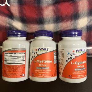 一粒にL-Cysteine 500mg 100粒 NOW ナウ エル システイン 期限2030年以降3月以降 3点
