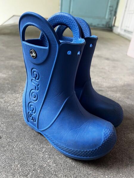 crocs キッズ レインブーツ C9 ブルー