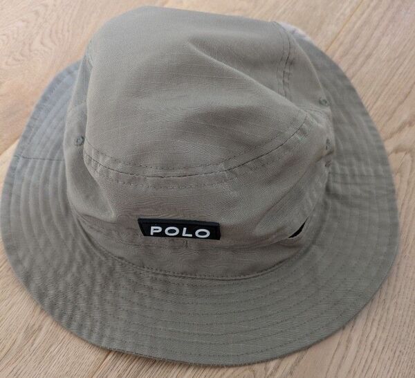 POLOベビー キッズ 帽子 サファリハット 50センチ カーキ 垂れつき ハット
