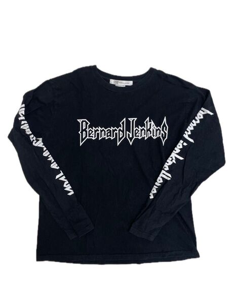 collars Bernard Jenkins 長袖カットソー ブラック 袖柄 ロンT Tシャツ ブラック 長袖Tシャツ L 黒