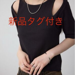 新品タグ付き AZUL マウジー Tシャツ デザインネックショート レディース アズール ブラック ノースリーブ インティー