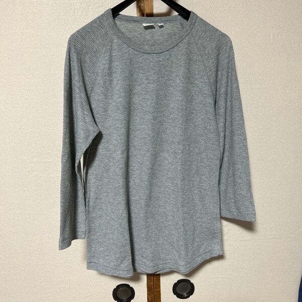 UNIQLO ユニクロメンズ 長袖Tシャツ カットソー ワッフル生地 トップス クルーネック ロンT