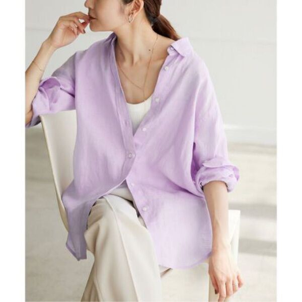 【タグ付】スローブ イエナ ★European Linen レギュラーシャツ ブラウス リネン 36