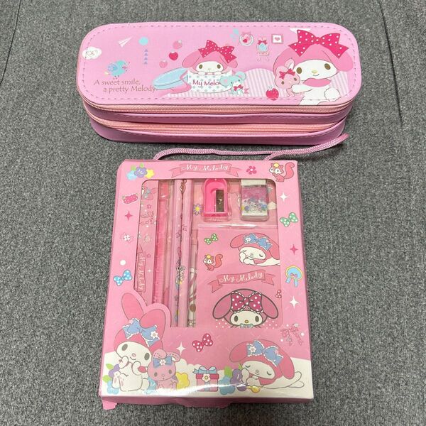 新品未使用 マイメロ 2段ペンケース 筆箱 少し訳あり 文具セット