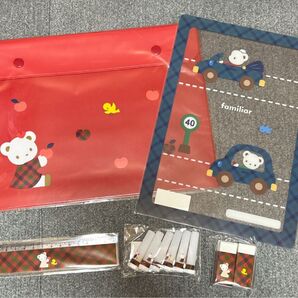 familiar ファミリア 文具セット クリアケース 下敷き ものさし 鉛筆キャップ 消しゴム ファミリアチェック