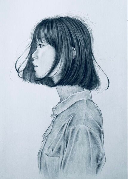 鉛筆画 オリジナル 女の子 A4