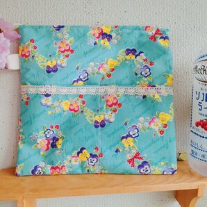 20㌢ファスナーポーチパンジー ハンドメイド 通帳ポーチ