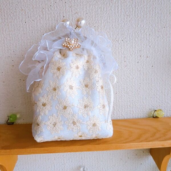 パール口金がま口ポーチ レース ハンドメイド 小物入れ がま口 ポーチ