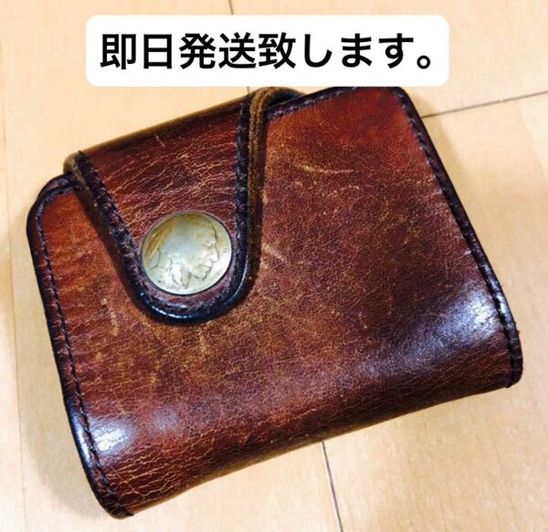 二つ折り財布 レザー ブラウン