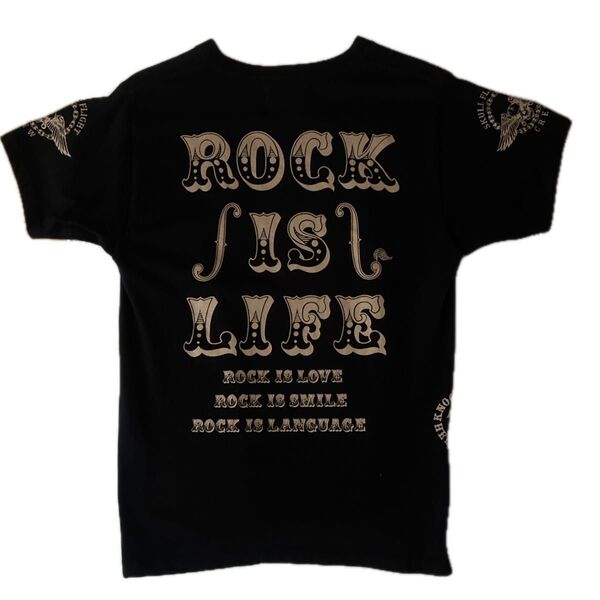 SKULL FLIGHT スカルフライト Tシャツ ROCK IS LIFE 黒 ブラック