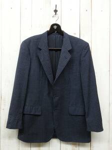 RETRO retro Europe old clothes *BURBERRYS' Burberry * tailored jacket 52 *MADE IN SPAIN single 2 button * navy blue series check 