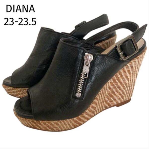 ダイアナ DIANA ウェッジソール 厚底 コンフォート 歩きやすい レザー サンダル バックベルト 23 23.5 M サイズ