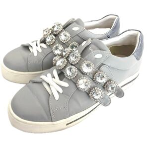 Bridget Birkin ブリジットバーキン ビジュー レーン レースアップ スニーカー グレーコンビ シルバー 23.0