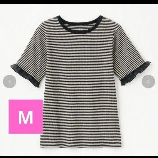 しまむら田中里奈 TNKテレコBDシアーハンT 半袖Tシャツ ボーダー トップス Tシャツ М ボーダー