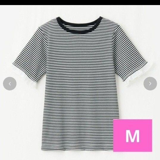 しまむら田中里奈 TNKテレコBDシアーハンT 半袖Tシャツ ボーダー Tシャツ 半袖 M