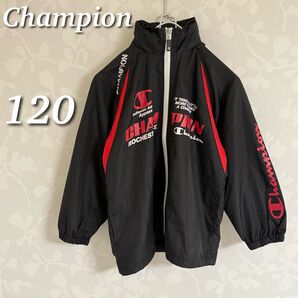 Champion ジュニア フード付きウインドブレーカー ジップアップ スポーツ トレーニング ブラック サイズ120