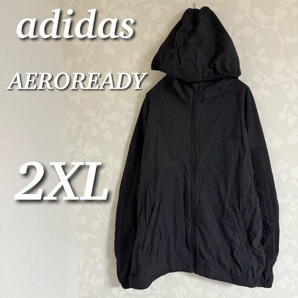adidas デニムストレッチウーブンフード付きトラックジャケット レギュラーフィット AEROREADY ジップアップ 2XL