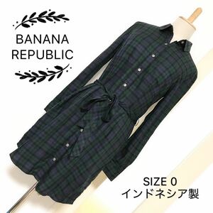 BANANA REPUBLIC シャツ ワンピース チェック柄 ベルト