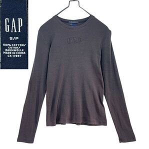 雰囲気抜群! 褪せ感! 00s GAP ロゴTシャツ長袖 黒 S ギャップ
