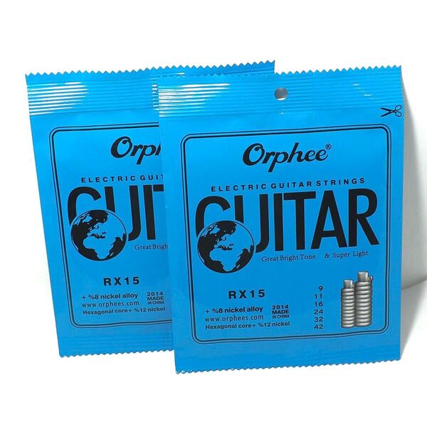 2セット!ギター弦 1-6弦 x2組 09-42 Orphee 新品未開封 エレキギター用 スーパーライトゲージ