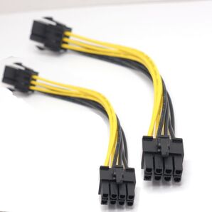 2本セット PCIe GPUグラボ補助電源ケーブル 6ピン→8ピン変換14cm長