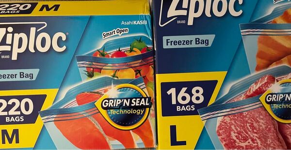 50枚 ziploc 旭化成 フリーザーバッグL25 M25 ダブルジッパー