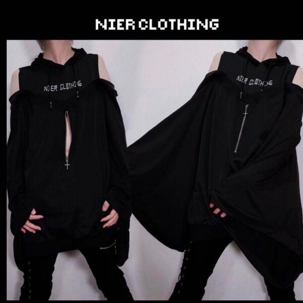 NieR 着物風袖 OFF-SHOULDER PARKA【FRONT ZIP】