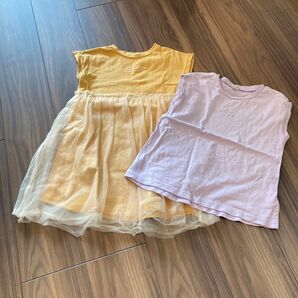 ブリーズ チュールワンピース プティマイン フレンチスリーブ Tシャツ 2枚セット 120