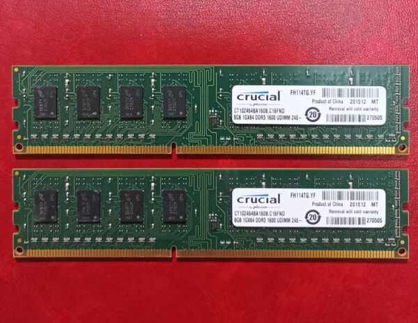 DDR3-1600 8GB×2枚 計16GB【送料無料】PC3-12800 デスクトップPC用 1.5V