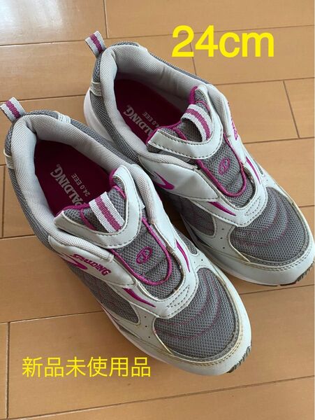 SPALDING ランニングシューズ 24.0cm グレー×ピンク スニーカー adidas NIKE 新品未使用