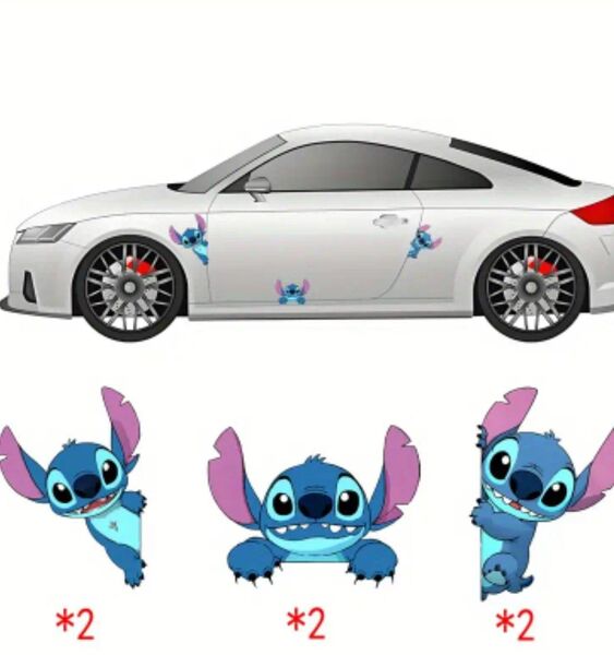 【新品未使用】ディズニー スティッチ★ステッカー★両面分3枚×2セット★車 外装 装飾 カスタム おしゃれ