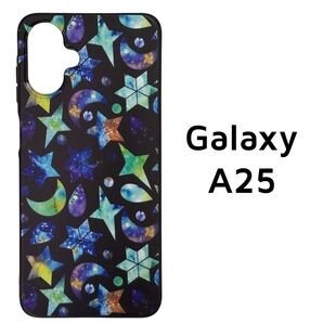 Galaxy A25 5G 黒地 月 星 カバー